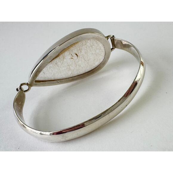 Golden Rutile Quartz Sterling Latch Bangle 925 Silver Bracelet - Picture 3 of 5